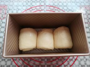 所有的面团依次放入土司盒里