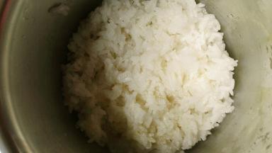 然后放一层米饭，在米饭上面洒一层薄薄的甜酒曲，再盖一层米饭，再洒一层甜酒曲，再盖米饭，最上面再洒甜酒曲