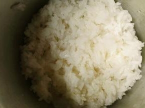 然后放一层米饭，在米饭上面洒一层薄薄的甜酒曲，再盖一层米饭，再洒一层甜酒曲，再盖米饭，最上面再洒甜酒曲