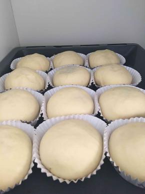 .将烤盘放在温度35度，湿度百分之80的环境下进行二发