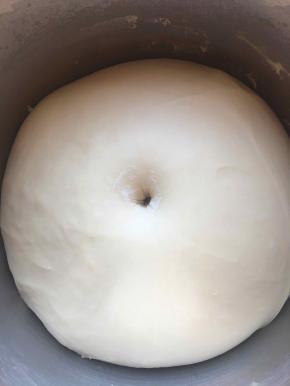 发到两倍大，手指沾面粉戳孔不回缩不塌陷