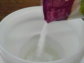 发酵桶（我用的是日本和风来发酵专用桶）倒入水，糖