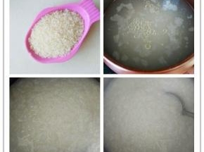 大米洗净。放入砂锅，滴几点食物油，慢慢熬煮汤汁浓稠，大米开花。