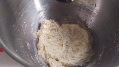 提前一天把中种面团揉在一起，不需要起膜，只要揉成团就可以了，25度发酵1个小时后放冰箱发酵12个小时以上，第二天提前1-2个小时拿出来，再加入主面团，一起揉。