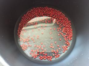 将红豆用清水清洗干净放入锅中