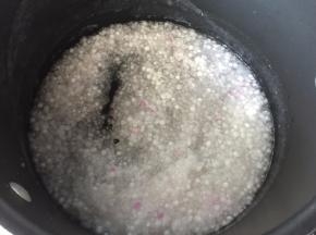 西米加入适量清水放入锅里煮至半透明