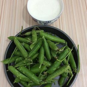 准备食材：豌豆和牛奶