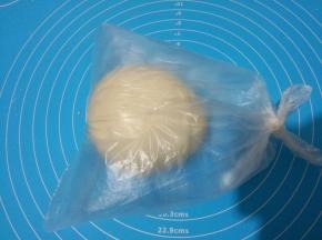 取出，放入保鲜袋或者大一点的保鲜盒，（给发酵面团流出空隙），放入冰箱冷藏发酵17个小时以上。