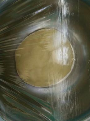 揉好的面团盖上保鲜膜进行第一次发酵