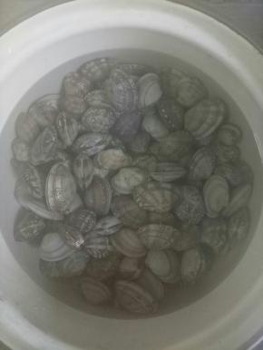 水烧开倒入花甲焯水，看到花甲口开了马上捞出，沥干水份（不能时间长，肉容易老）