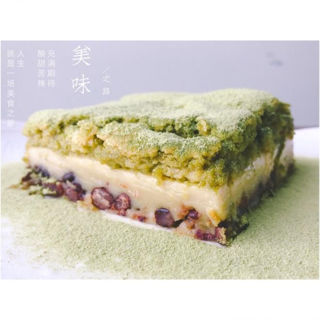 抹茶红豆魔法蛋糕 享受三种不同的口感
