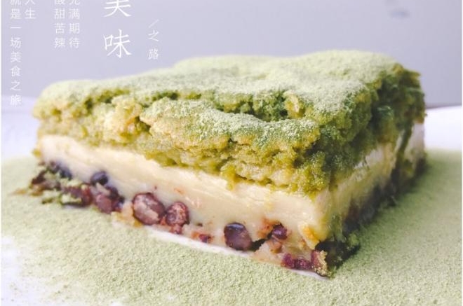 抹茶红豆魔法蛋糕 享受三种不同的口感