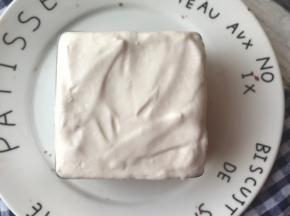 再盖一层蛋糕片最后倒满冰淇淋液。