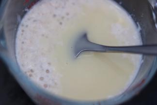 8.将煮好的牛奶燕麦和西米混合好加入适量的炼乳调味放凉后加入芒果丁（冷藏后口感更佳）