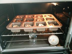 10.进行二次发酵（烤箱内放一碗热水来维持面团的湿度，二次发酵发酵温度在30-38度之间不要超过38度）