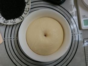 3.进行第一次发酵（夏天发酵只需要放到碗里盖上保鲜膜即可）发酵至2-2.5倍大