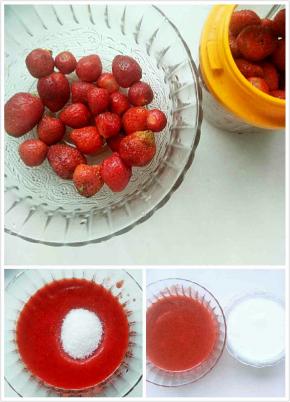准备好材料，草莓洗净料理机打碎加入白糖搅拌，准备自制酸奶