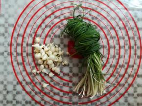 野葱清洗干净，没有野葱可以用一般的葱花代替