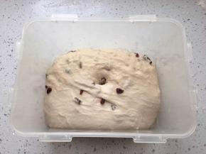 发酵到两倍大，手指沾粉戳洞不回缩不塌陷