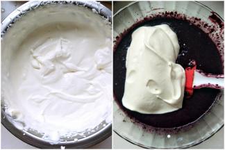 4.	1.淡奶油加糖打发至有明显的花纹即可。2.将淡奶油和桑葚溶液混合，用刮刀翻拌均匀。即成芒果慕斯液。（留一勺原味淡奶油）