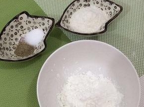 土豆淀粉、盐、黑胡椒和椰蓉