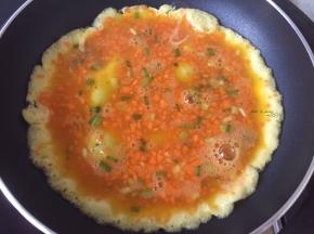 倒入蛋液（不能太厚）