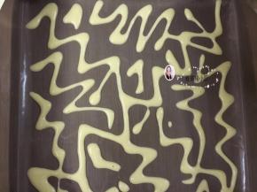 12. 把原味的蛋糕糊，无规则的挤在烤盘上，放进预热好的烤箱中上下火，中下层170度3分钟，出炉时，可用风扇吹，让其降温