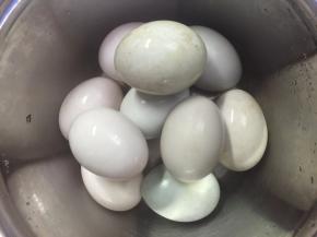 准备新鲜的咸鸭蛋，磕开取出蛋黄，用油稍微泡一会儿