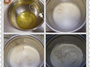 蛋清中加入柠檬汁，分三次加入fluff液体棉花糖打发到干性发泡（固体棉花糖不可以这样操作）