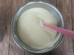 混合好的蛋糊状态。