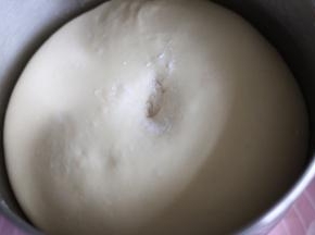 基础发酵（室温26度70分钟）两倍半大，手指沾面粉戳孔不回缩不反弹。