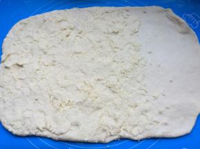 左边三分之二的面片涂上椰蓉。