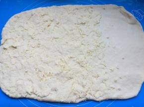 左边三分之二的面片涂上椰蓉。