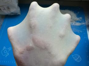 静置8分钟，再次启动面包机和面程序20分钟。和面结束，能拉出柔韧的薄膜。（亲的面包机如果还拉不出膜，建议再和面10分钟）