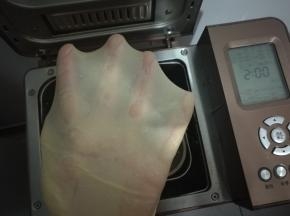 和面结束，检查面团，已达完全状态。