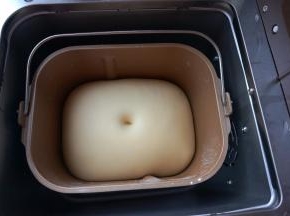 面团是原来的二倍大时，手指蘸少许面粉在面团顶端戳个洞，不塌陷不回缩，发酵成功