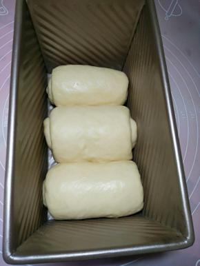 依次做好所有面团，放入吐司盒发酵（现在的天气可以盖上保鲜膜，室温发酵）