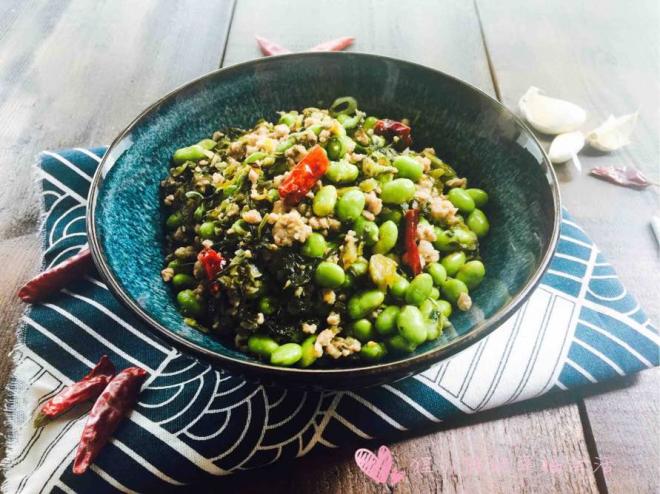 雪菜毛豆炒肉沫