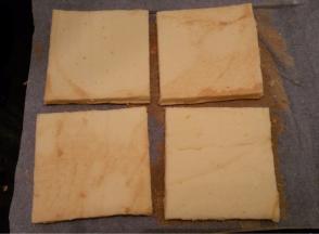 戚风蛋糕卷的做法做好28x28的蛋糕片，平均分成4份