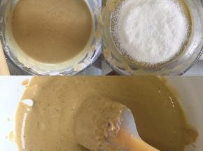 搅拌均匀的蛋黄奶酪糊中，过筛加入低筋面粉，用刮刀翻拌均匀