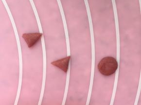 红曲粉面团做出小猪的耳朵和鼻子