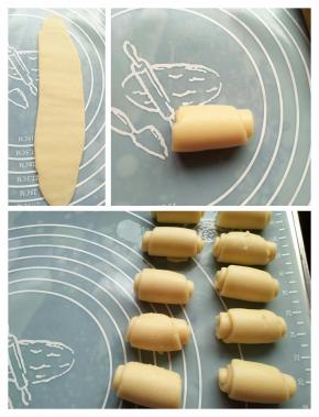 再次取一个面团，擀开，卷起；第二次擀卷，会有点破皮，但是不会影响成品口感的