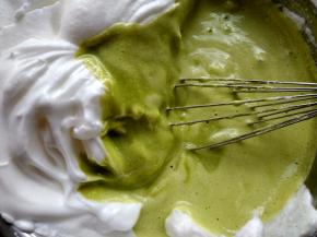 所有蛋白霜放入面糊中