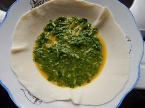 加入韭菜鸡蛋液