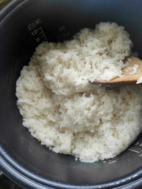 1、将糯米淘洗干净，放入适量清水煮成糯米饭，稍微硬一点。