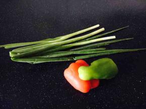 辅助食材：青红椒、小葱
小葱可用青蒜苗代替