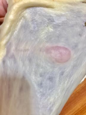 最后扯出薄而透明的手套膜