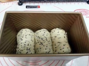 放入吐司模，盖保鲜膜，进行二次发酵。