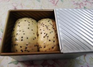 发酵至八分满，盖上盖子。烤箱预热190度，中下层，45分钟。烤好后，立即倒出，放凉后装袋。