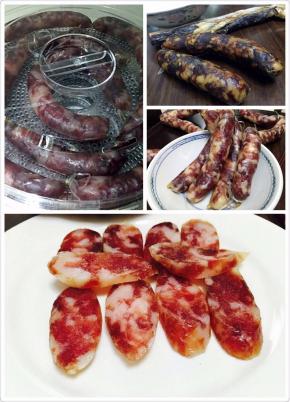 准备好自制的广式腊肠和广式腊肉肠（做法详见我的菜谱）